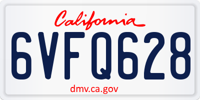 CA license plate 6VFQ628