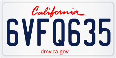 CA license plate 6VFQ635