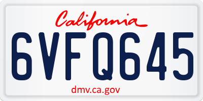 CA license plate 6VFQ645