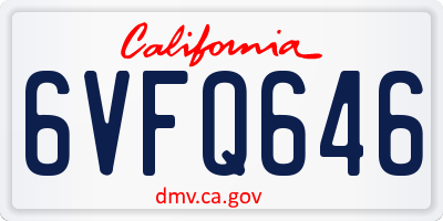 CA license plate 6VFQ646