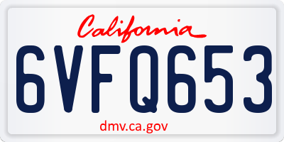 CA license plate 6VFQ653