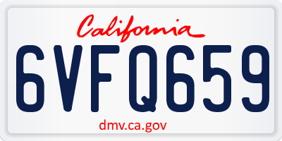 CA license plate 6VFQ659