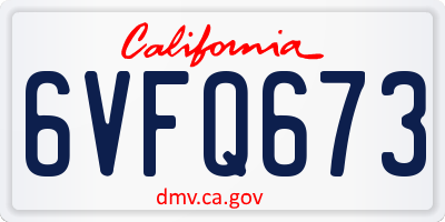 CA license plate 6VFQ673