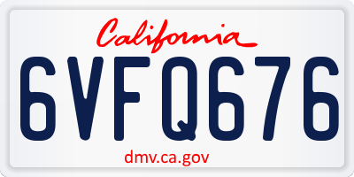 CA license plate 6VFQ676