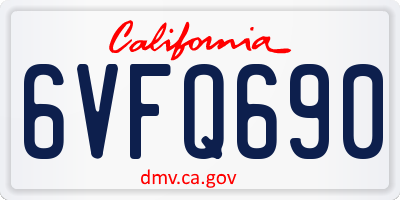 CA license plate 6VFQ690