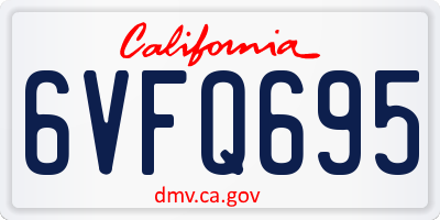 CA license plate 6VFQ695