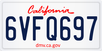 CA license plate 6VFQ697