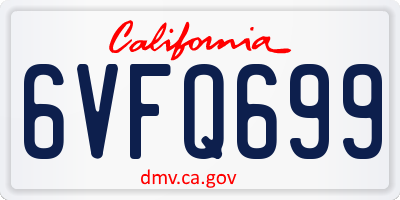 CA license plate 6VFQ699
