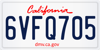 CA license plate 6VFQ705