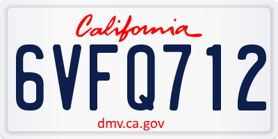 CA license plate 6VFQ712