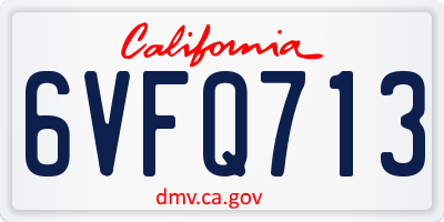 CA license plate 6VFQ713