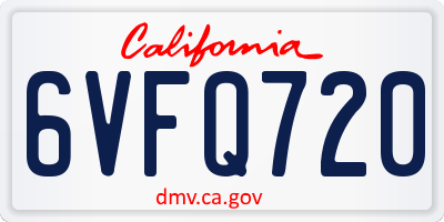 CA license plate 6VFQ720