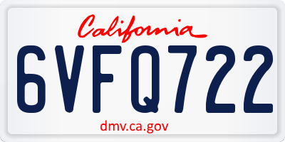 CA license plate 6VFQ722