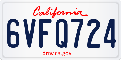 CA license plate 6VFQ724