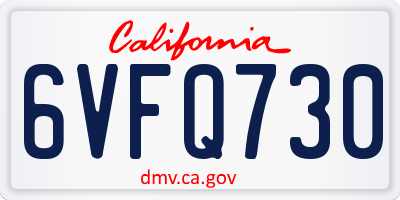 CA license plate 6VFQ730