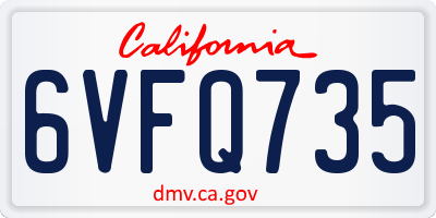 CA license plate 6VFQ735