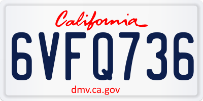 CA license plate 6VFQ736