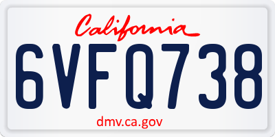 CA license plate 6VFQ738