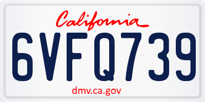 CA license plate 6VFQ739