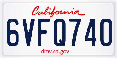 CA license plate 6VFQ740