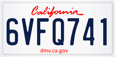 CA license plate 6VFQ741