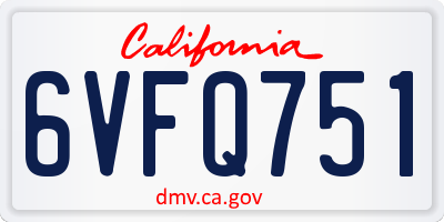 CA license plate 6VFQ751