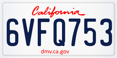 CA license plate 6VFQ753