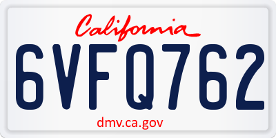 CA license plate 6VFQ762