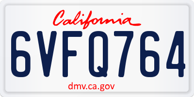 CA license plate 6VFQ764