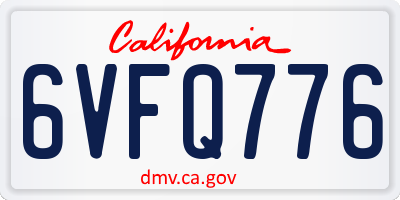 CA license plate 6VFQ776