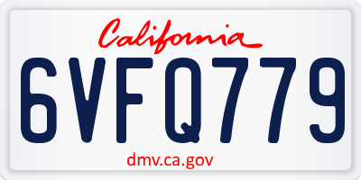 CA license plate 6VFQ779