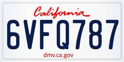 CA license plate 6VFQ787