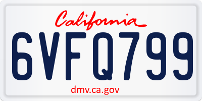 CA license plate 6VFQ799
