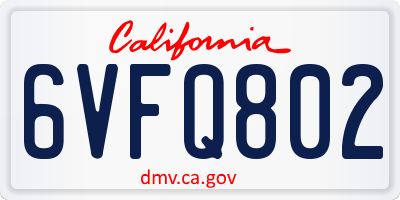 CA license plate 6VFQ802