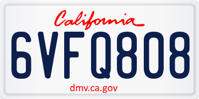 CA license plate 6VFQ808