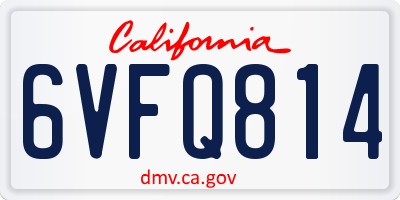 CA license plate 6VFQ814