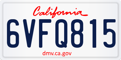 CA license plate 6VFQ815