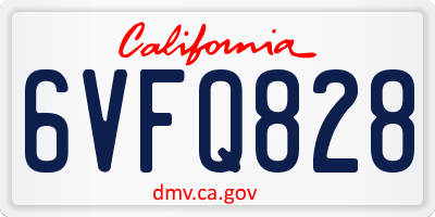 CA license plate 6VFQ828
