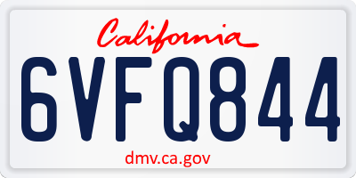 CA license plate 6VFQ844