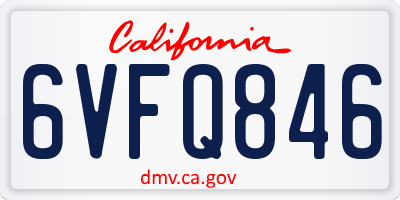 CA license plate 6VFQ846