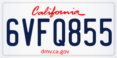 CA license plate 6VFQ855