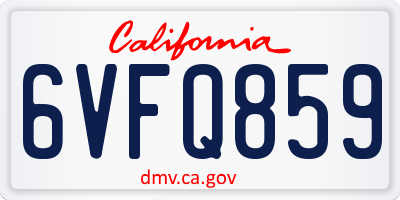 CA license plate 6VFQ859