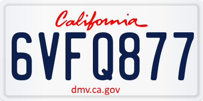 CA license plate 6VFQ877