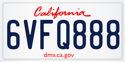 CA license plate 6VFQ888