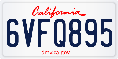 CA license plate 6VFQ895