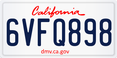 CA license plate 6VFQ898