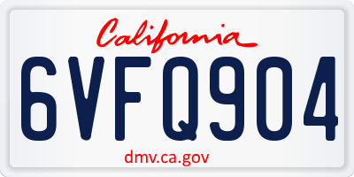 CA license plate 6VFQ904