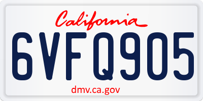 CA license plate 6VFQ905