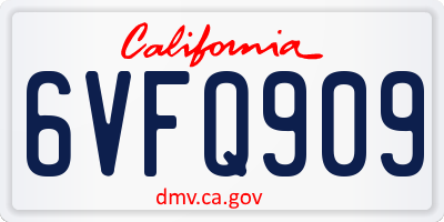 CA license plate 6VFQ909
