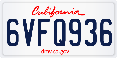 CA license plate 6VFQ936